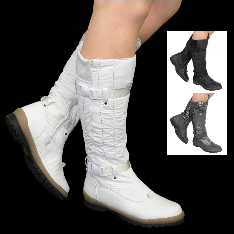 Damen Stiefel Winterstiefel Winterschuh Stiefeletten Gefüttert Flach 472 Schwarz